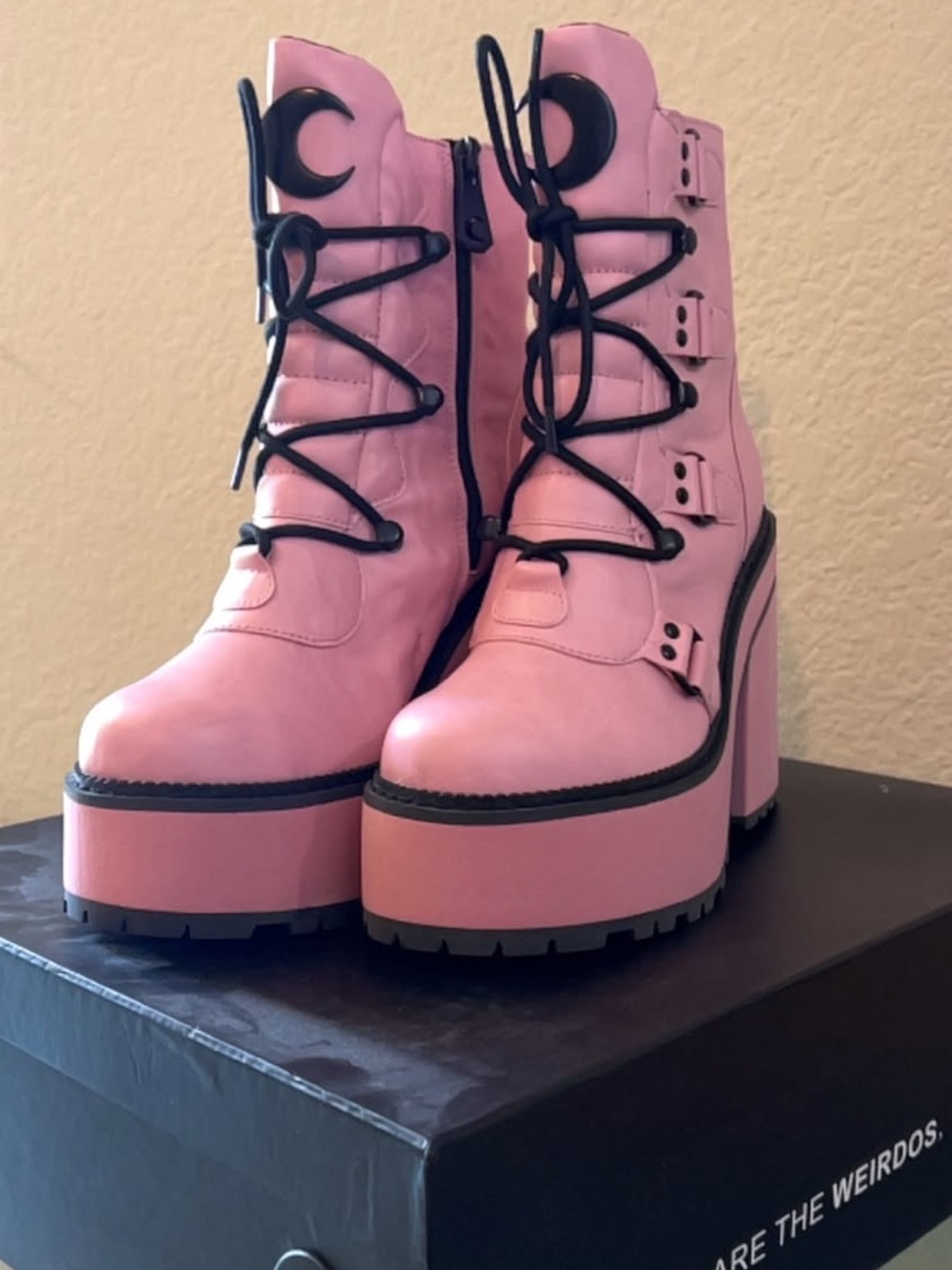 KILLSTAR Broom Rider Pink Platform Boots